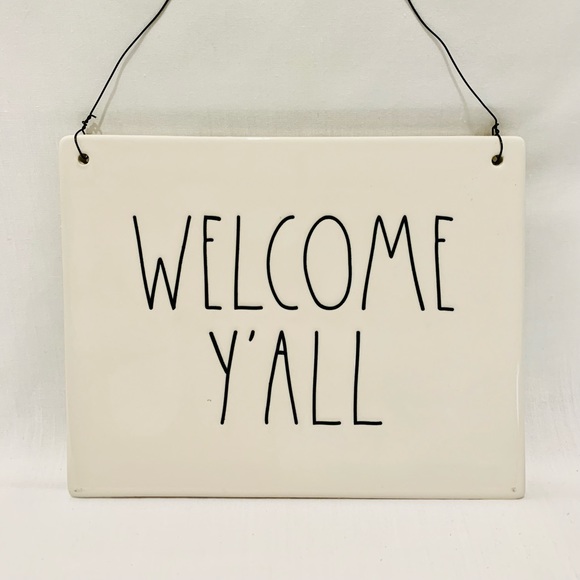 Rae Dunn Welcome Y’all Ceramic Wall Sign Decor - Picture 1 of 6